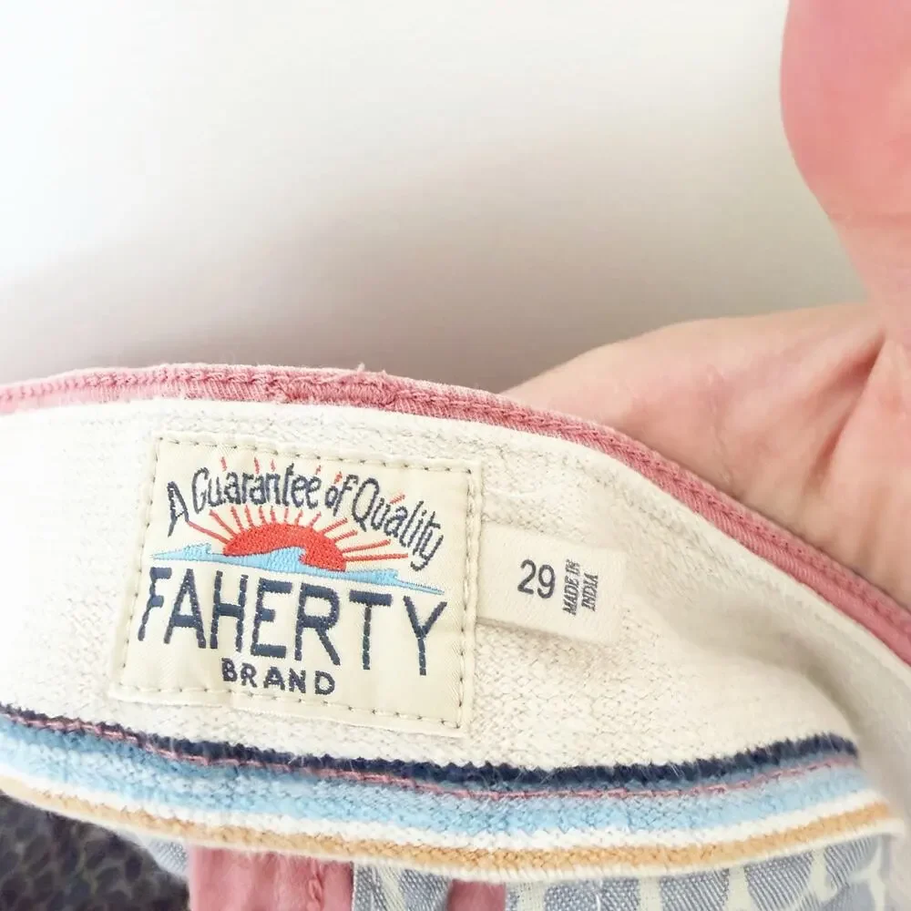 Faherty Pink Salmon Flat Front Chino Shorts Sz 29